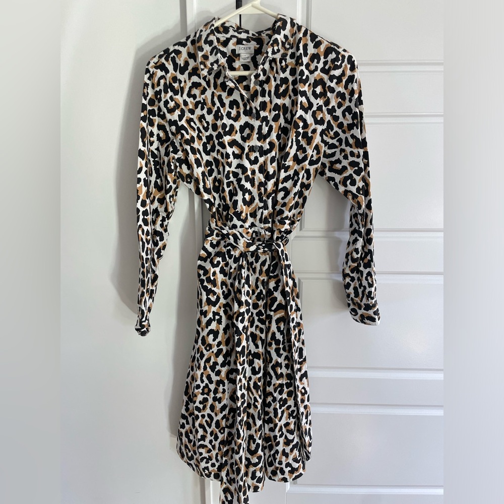 JCrew Factory Cheetah Print Button Up Shirt Dress